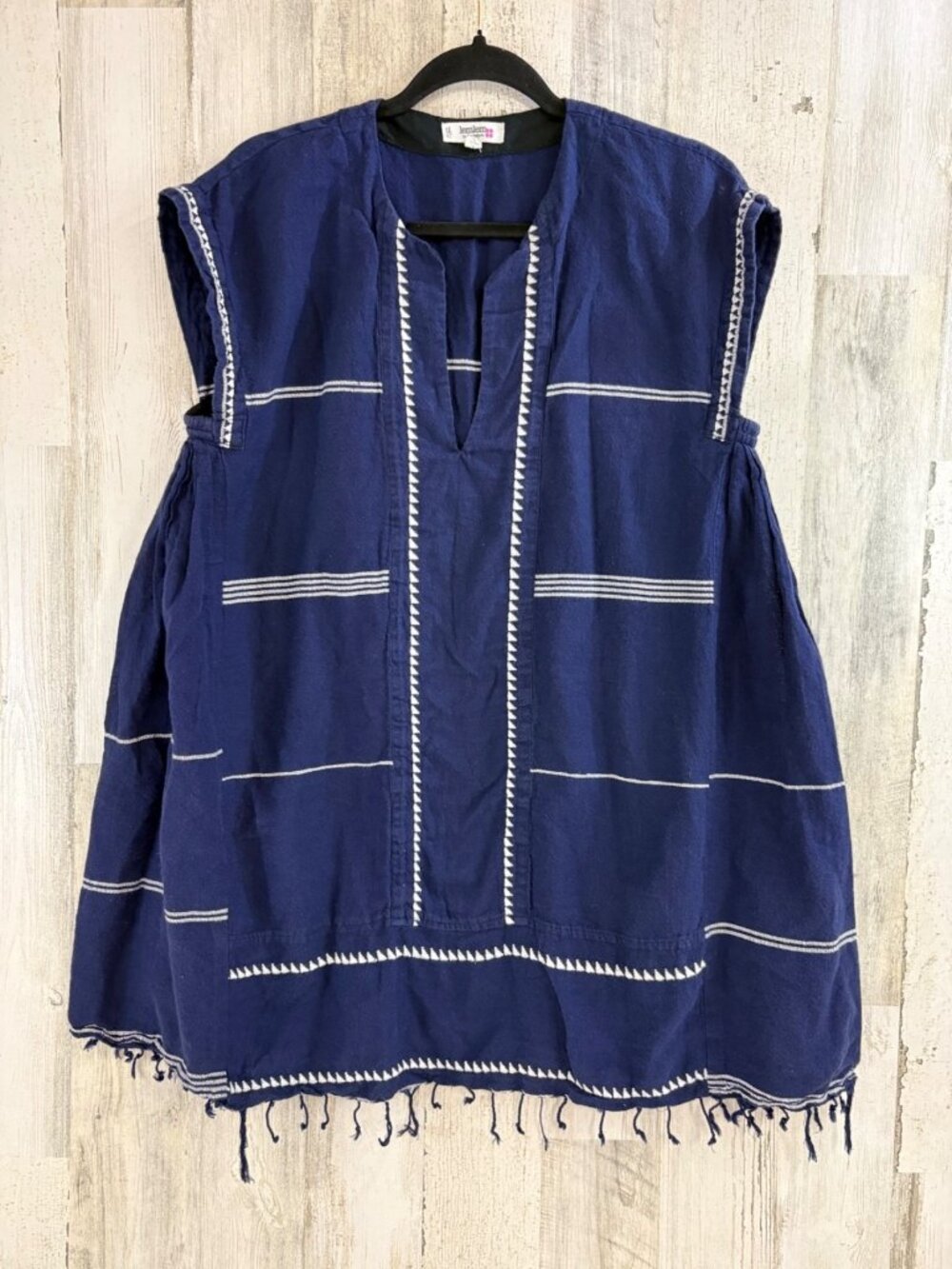 LemLem Elina Caftan Sz M Mini Dress Beach Cover Up Blue